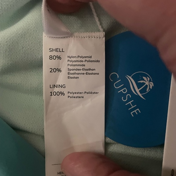 Cupshe One-Shoulder Turquoise High-Waist Bikini Set Medium - Picture 5 of 7